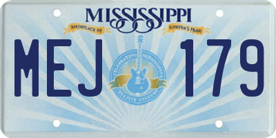 MS license plate MEJ179