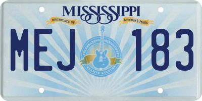 MS license plate MEJ183