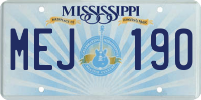 MS license plate MEJ190