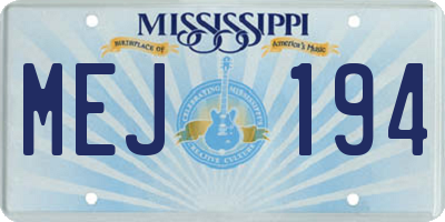 MS license plate MEJ194