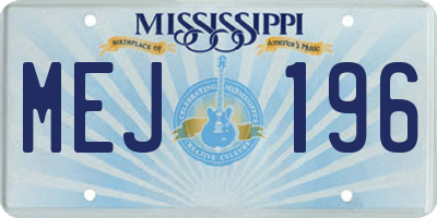 MS license plate MEJ196