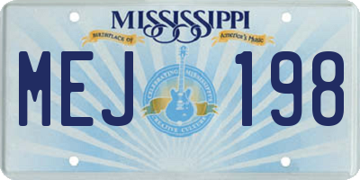 MS license plate MEJ198