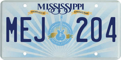 MS license plate MEJ204