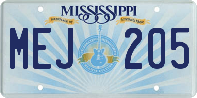 MS license plate MEJ205