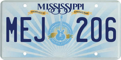MS license plate MEJ206