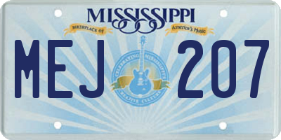 MS license plate MEJ207