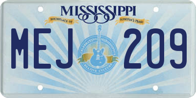 MS license plate MEJ209