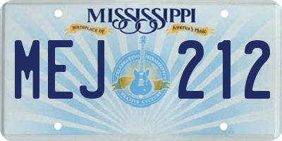 MS license plate MEJ212