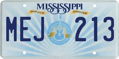 MS license plate MEJ213
