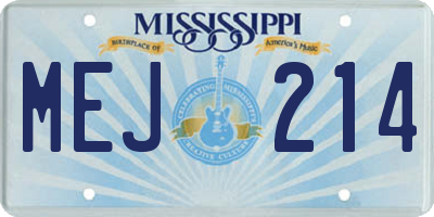 MS license plate MEJ214