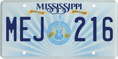 MS license plate MEJ216