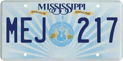 MS license plate MEJ217