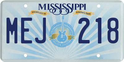MS license plate MEJ218