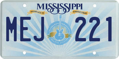 MS license plate MEJ221
