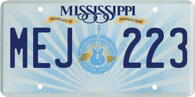 MS license plate MEJ223