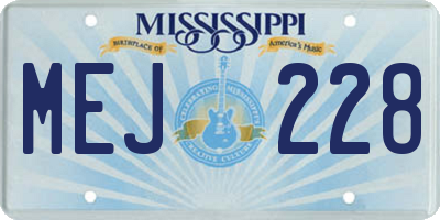 MS license plate MEJ228
