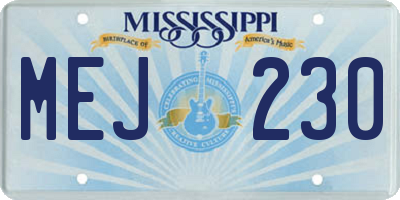 MS license plate MEJ230