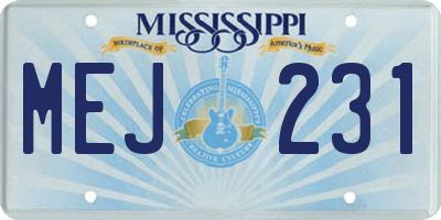 MS license plate MEJ231