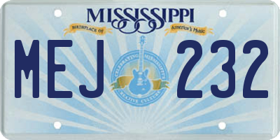 MS license plate MEJ232