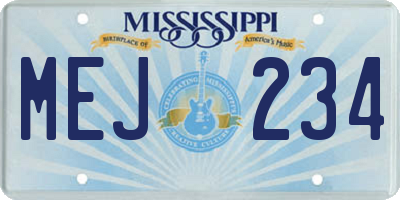 MS license plate MEJ234