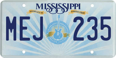 MS license plate MEJ235