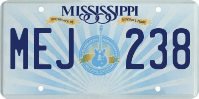 MS license plate MEJ238