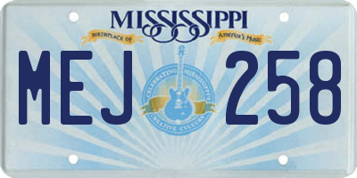 MS license plate MEJ258