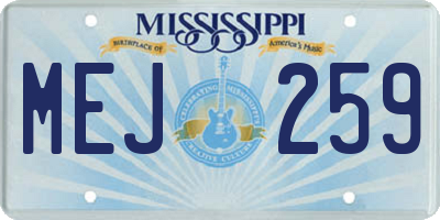 MS license plate MEJ259