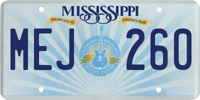 MS license plate MEJ260