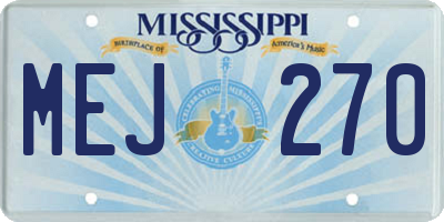 MS license plate MEJ270