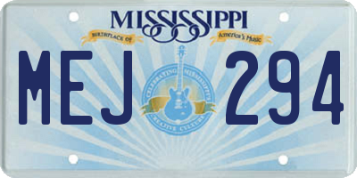 MS license plate MEJ294