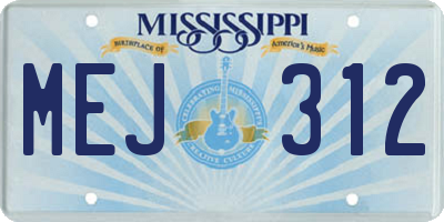 MS license plate MEJ312