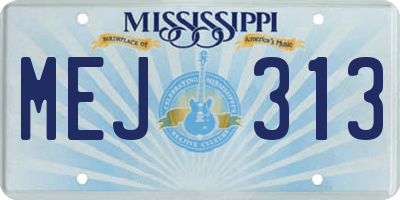 MS license plate MEJ313