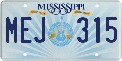 MS license plate MEJ315