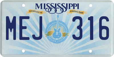 MS license plate MEJ316