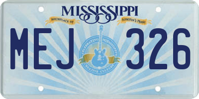 MS license plate MEJ326