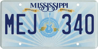 MS license plate MEJ340