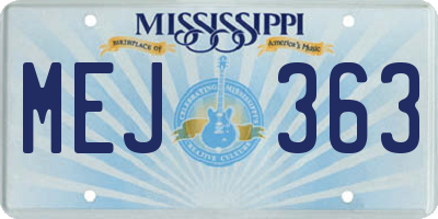 MS license plate MEJ363
