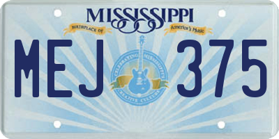 MS license plate MEJ375
