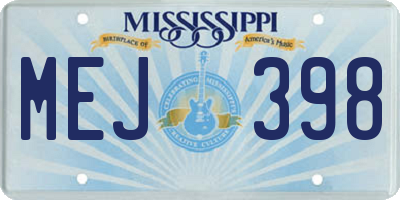 MS license plate MEJ398