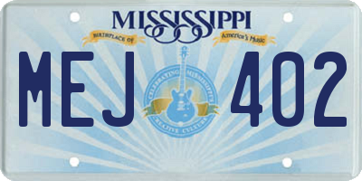 MS license plate MEJ402