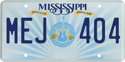 MS license plate MEJ404