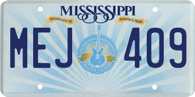 MS license plate MEJ409