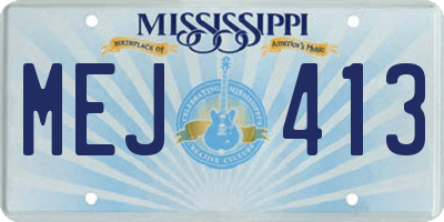 MS license plate MEJ413