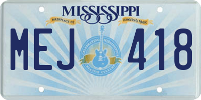 MS license plate MEJ418