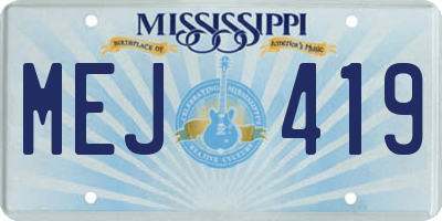 MS license plate MEJ419