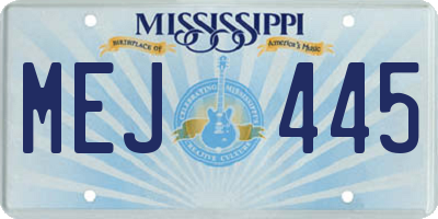 MS license plate MEJ445