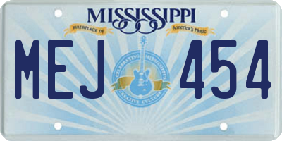 MS license plate MEJ454