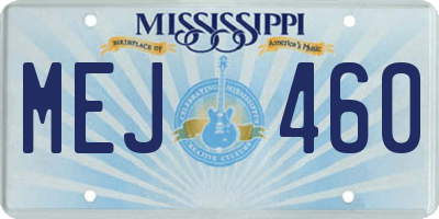 MS license plate MEJ460