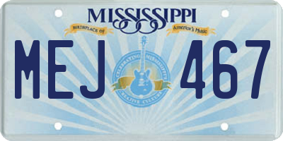 MS license plate MEJ467